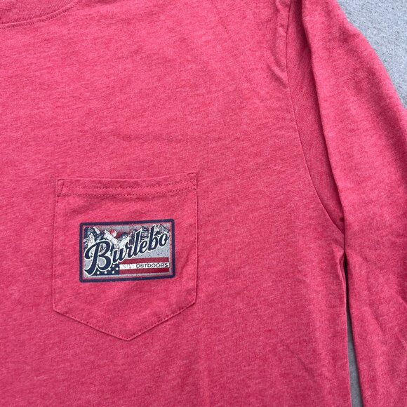 BURLEBO Long Sleeve T Shirt Mens Medium Crew Neck Mountains Flag Outdoors - Picture 4 of 5